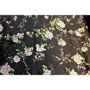 1 Yard 36 x 45 in Brown Floral Print Pink Green Fabric Unbranded